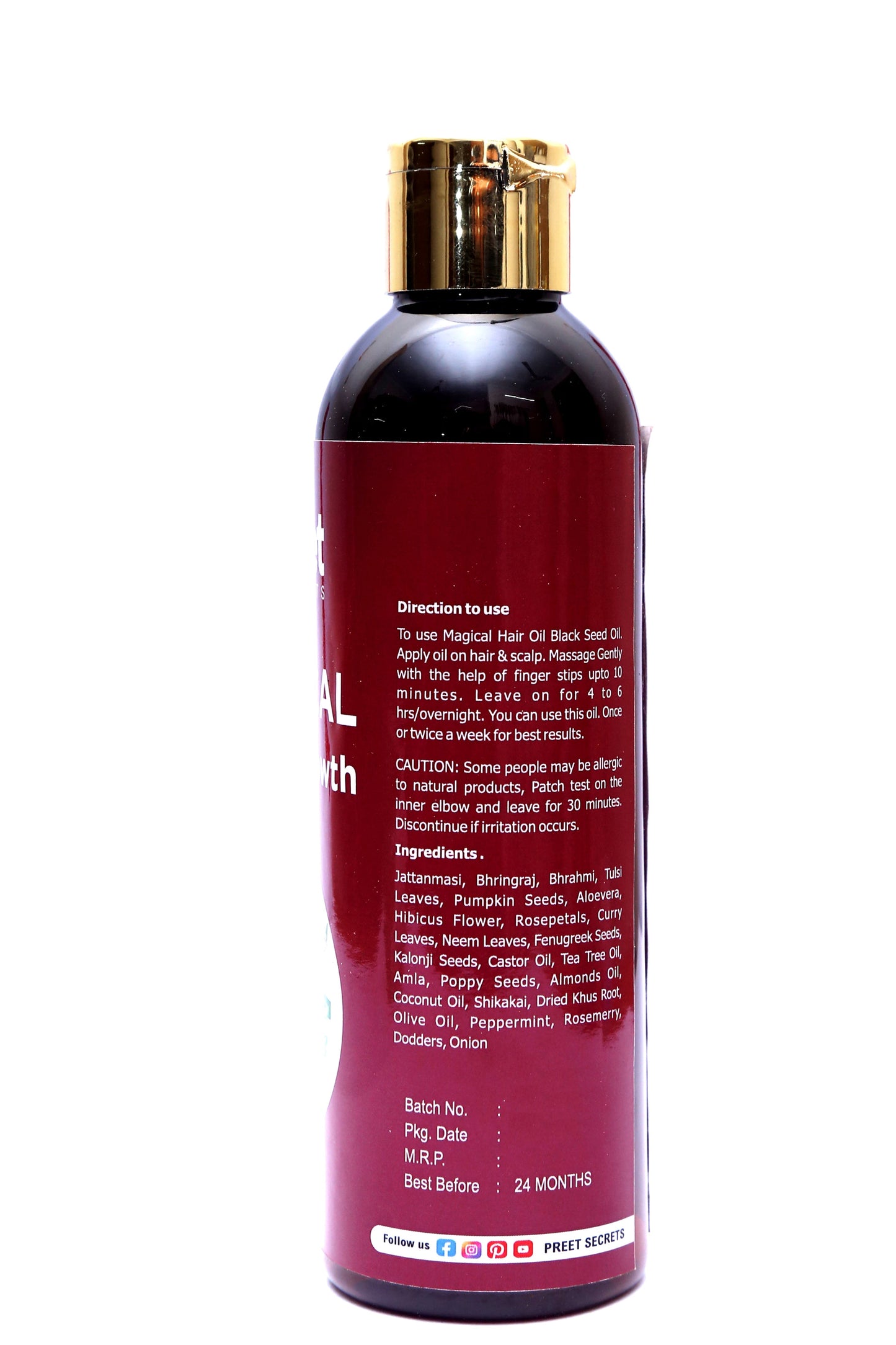 Magical hair growth oil
Herbal Hair
Natural hair oil
Organic Hair oil
Hair oil
Preet Secrets
Preet Secrets Magical Growth Oil
Reduce hairfall
hair regrowth
Baldness